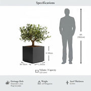 50cm Zinc Galvanised Matte Grey Square Planter